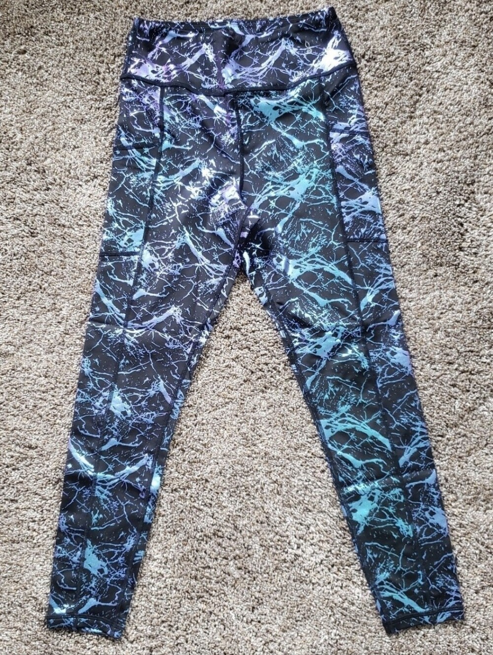 Orlusa Womans Yoga Pants Leggings Metallic Purple Blue Black Comfort NEW Small